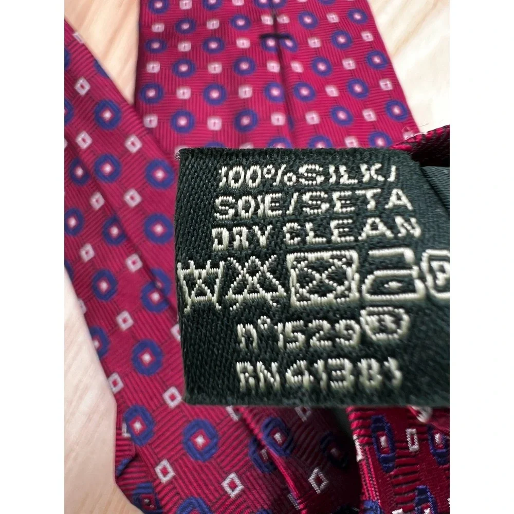 Lauren Ralph Lauren Silk Tie Red Blue Geometric Pattern‎ L:59.5